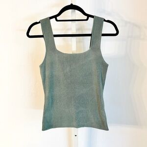Baltic Born Cher Olive Green Fitted Ribbed Square Neck Tank Top